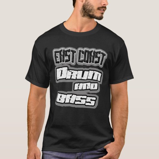 東海岸のドラムn低音DnB Tシャツ (正面)