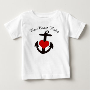 東海岸のベビーのいかりのハートの東海岸のベビーのワイシャツ ベビーTシャツ