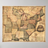 東海岸の統一された州の地図(1842) ポスター (正面)