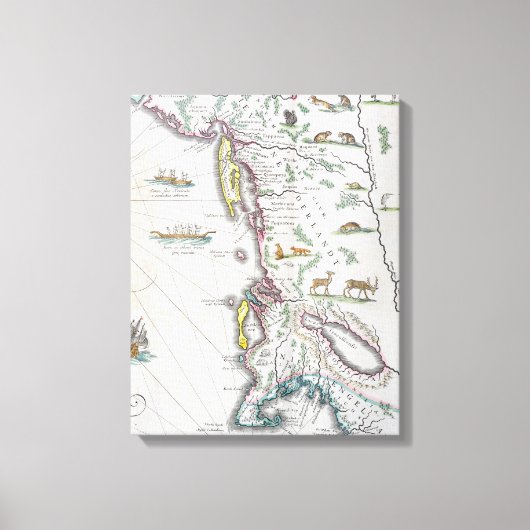 東海岸を描いた地図 キャンバスプリント (正面)