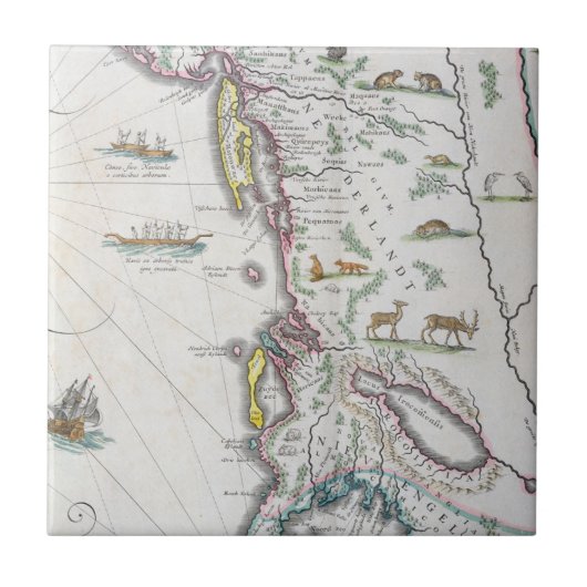 東海岸を描写する地図 タイル (正面)