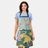 東海道五天山の北斎富士 エプロン (着用した状態)