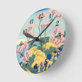 東海道五天山の北斎富士 ラウンド壁時計 (傾斜)