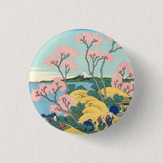 東海道五天山の北斎富士 缶バッジ (正面)