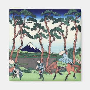 東海道保土ケ谷、Hodogaya、Hokusaiからの北斎の眺め富士山 マグネット