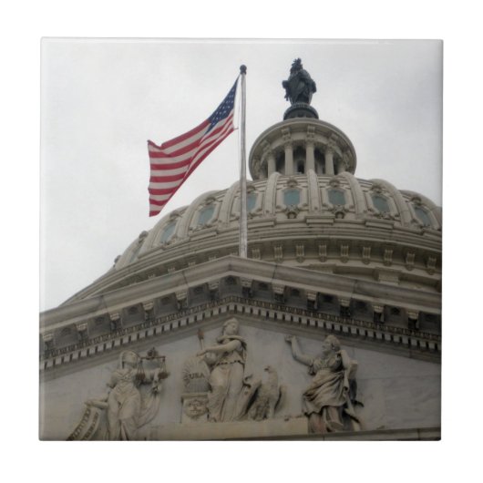 東米国旗が付いている米国の国会議事堂の建物- タイル (正面)