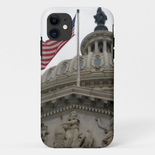 東米国旗が付いている米国の国会議事堂の建物- Case-Mate iPhoneケース (裏面)