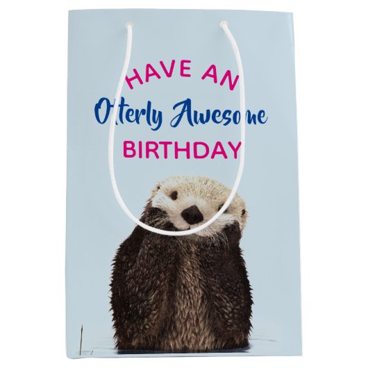 東素晴らし誕生日かわいいオッタープリン ミディアムペーパーバッグ (正面)