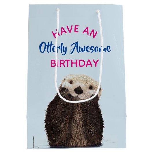 東素晴らし誕生日かわいいオッタープリン ミディアムペーパーバッグ (裏面)
