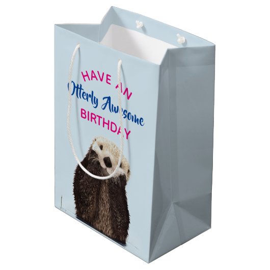 東素晴らし誕生日かわいいオッタープリン ミディアムペーパーバッグ (裏面アングル)