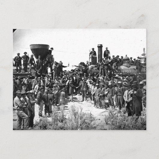 東西が最後の鉄道を敷設して握手する ポストカード (正面)