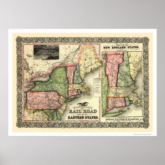 東部州鉄道の地図1856 ポスター (正面)