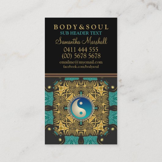 東部金ゴールドろうけつ染めニューエイジ陰陽名刺 名刺 (裏面)