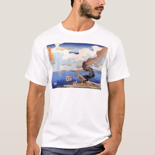 東都三ツ股の図,国芳,隅田川,国芳,浮世絵 Tシャツ (正面)
