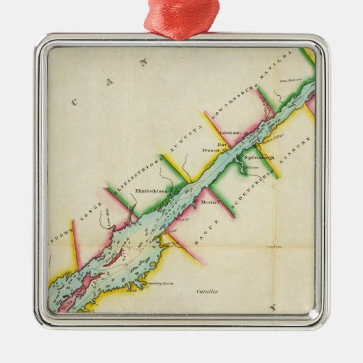 東。 オンタリオ湖および川St.ローレンスの端 メタルオーナメント (正面)