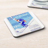 東WPAポスターでスキーをするヴィンテージ コースター (左側)