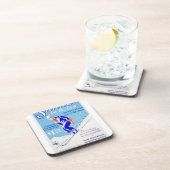 東WPAポスターでスキーをするヴィンテージ コースター (右側)