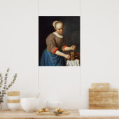 杵と臼を持つ少女 ポスター (キッチン)