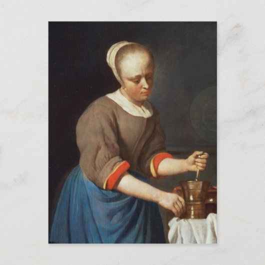 杵と臼を持つ少女 ポストカード (正面)