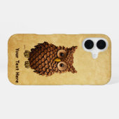 松かさフクロウ iPhone 16ケース (裏面横)