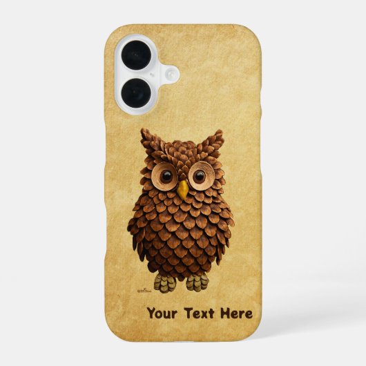 松かさフクロウ iPhone 16ケース (裏面)