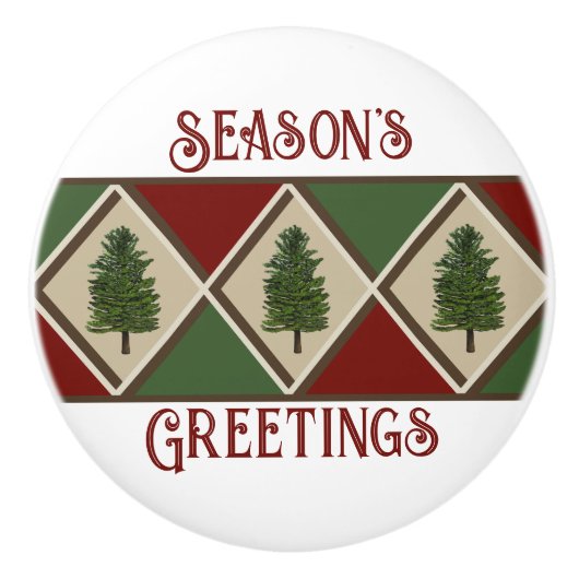 松とハーレクインの陶製ノブ セラミックノブ (正面)