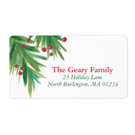 松とベリーの水色 | 2016クリスマスアドレス ラベル