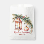 松とホリーベリーのクリスマス付きランタン フェイバーバッグ (正面)