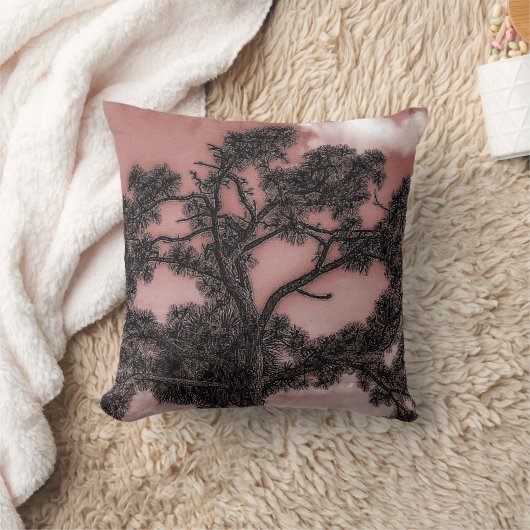 松とヤシの木のシルエット 16” クッション (ブランケット)
