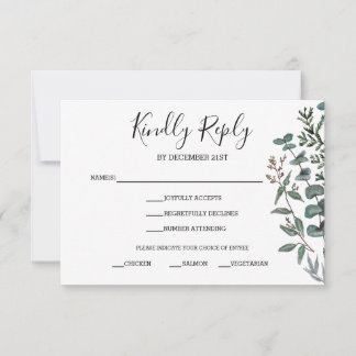 松とユーカリの出欠返信カード 出欠カード