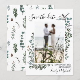 松とユーカリのSave the Date 招待状