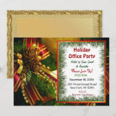 松とリボンのクリスマス招待状 招待状 (正面/裏面)