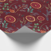 松と乾燥オレンジの冬のキッチン ラッピングペーパー (角)