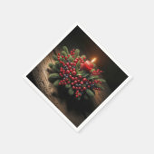 松と実のクリスマスキャンドル スタンダードカクテルナプキン (角)