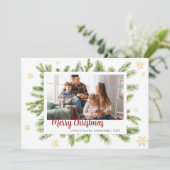 松と家族の写真クリスマスボタニカルスクリプト シーズンカード (スタンド正面)