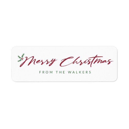 松と果実のメリークリスマススクリプトデザイン ラベル (正面)