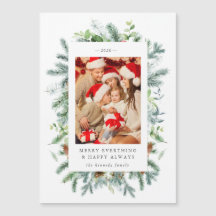 松と果実の写真クリスマスホリデーカード