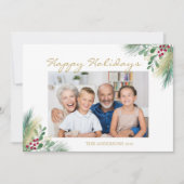 松と果実の写真ハッピーホリデー シーズンカード (正面)