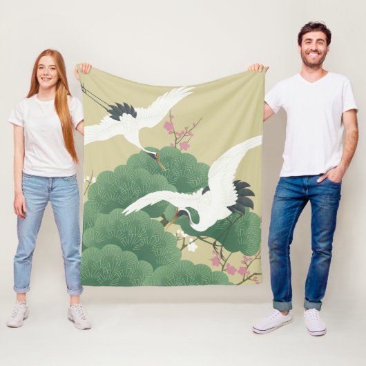 松と梅の鶴 フリースブランケット (インサイチュ)