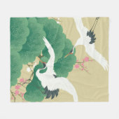 松と梅の鶴 フリースブランケット (正面(横))