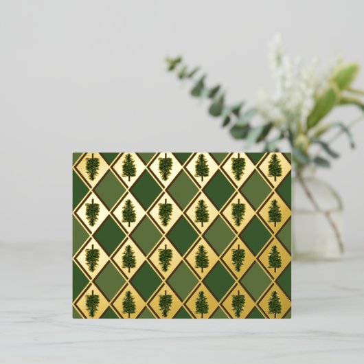 松と羽毛葉書 箔シーズンポストカード (立ち正面)