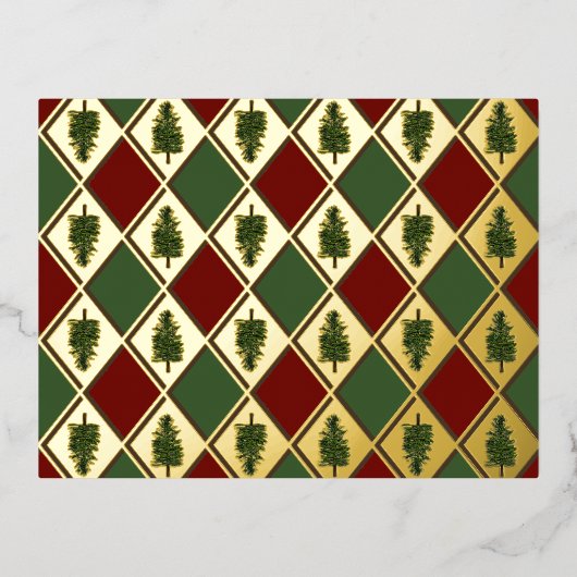 松と羽毛葉書 箔シーズンポストカード (正面)