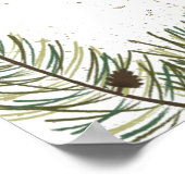 松と金ゴールドの木の葉の詰まっていない式 ポスター (角)