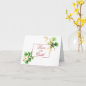 松と金ゴールドの葉と果実のクリスマスカード カード (黄色い花)