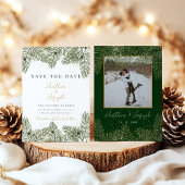 松と金ゴールド結婚の木救の葉 招待状