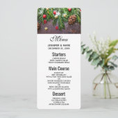 松と雪のある素朴なクリスマス テーブル 招待状 (スタンド正面)