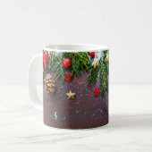 松と雪のレトロクリスマステーブル コーヒーマグカップ (正面左)