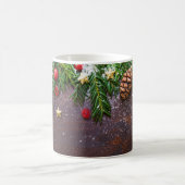 松と雪のレトロクリスマステーブル コーヒーマグカップ (中央)