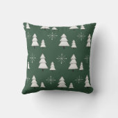 松と雪の結晶と緑のクリスマスピロー クッション (裏面)