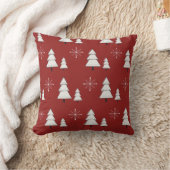 松と雪片の赤いクリスマスピロー クッション (ブランケット)